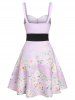 Robe Ligne A Nouée Fleurie Imprimée sans Dos - Violet clair L