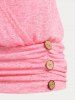 T-shirt Croisé Courbe et Capri Grande Taille à Volants - Rose clair 