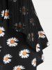 Daisy Print Tank Top and Summer Fishnet Cardigan Plus Size & Curve Set -  