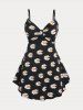 Daisy Print Tank Top and Summer Fishnet Cardigan Plus Size & Curve Set -  