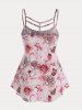 Plus Size & Curve Floral Backless Strappy Lace Panel Cami Top -  