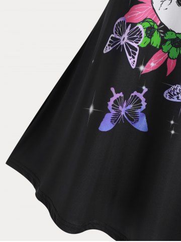 Skull Butterfly Print Plus Size & Curve Gothic T-shirt