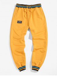 Pantalon de Survêtement Côtelé Rayé en Blocs de Couleurs Latérale - Jaune S