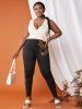 Plus Size&Curve Flower Butterfly Top and Pants Summer Outfit -  