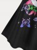 Skull Butterfly Print Plus Size & Curve Gothic T-shirt -  