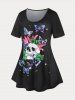Skull Butterfly Print Plus Size & Curve Gothic T-shirt -  