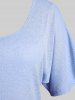 Haut Déchiré Découpé Contrasté Courbe Panneau en Dentelle de Grande Taille - Bleu clair 1x | US 14-16