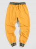 Pantalon de Survêtement Côtelé Rayé en Blocs de Couleurs Latérale - Jaune M