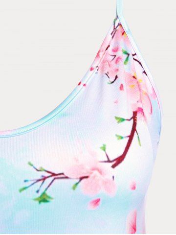 Sakura Print Plus Size & Curve Flowy Cami Top (Adjustable Straps)