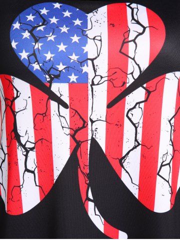 Plus Size & Curve Patriotic Clover American Flag Print T-shirt