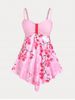 Plus Size & Curve Sakura Print High Waist Modest Tankini Swimsuit -  