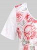 Plus Size & Curve Heart Rose Print Tee -  