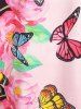 T-shirt avec Motif Papillon et Fleur Courbée Grande Taille - Multi 