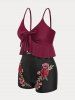 Plus Size & Curve High Waist Rose Applique Tankini Swimsuit -  