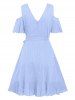 Ruffled Cold Shoulder Flounced Dress -  