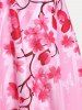 Maillot de Bain Tankini Modeste à Imprimé Fleurs de Cerisier à Taille Haute Grande Taille - Rose clair 1X