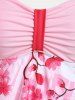 Maillot de Bain Tankini Modeste à Imprimé Fleurs de Cerisier à Taille Haute Grande Taille - Rose clair 4X