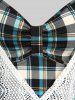 Plaid Lace Panel Cinched Plus Size & Curve 2 in 1 Tee -  
