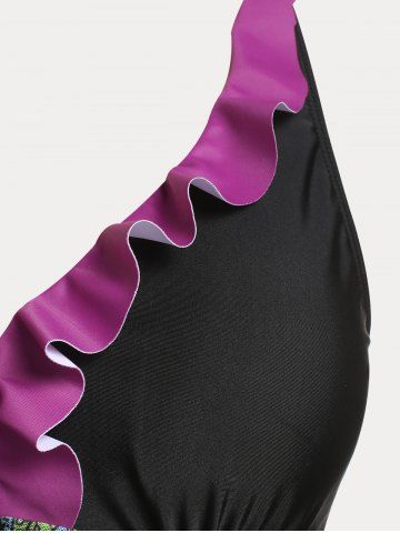 Paisley Print Mesh Panel Plus Size & Curve Handkerchief Tankini Swimsuit