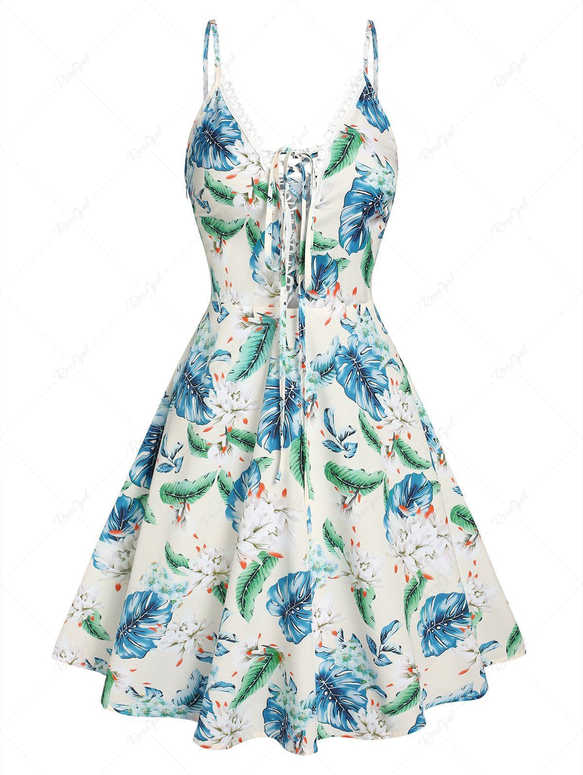 Best Allover Leaf Flower Print Cami Dress  