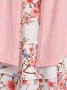 Cottagecore Floral Print 2 in 1 Tee and High Waist Ripped Jeans Plus Size Outfit -  