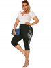 Legging Corsaire à Imprimé Papillon à Coupe Haute de Grande Taille - Noir 2X | US 18-20
