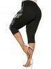 Legging Corsaire à Imprimé Papillon à Coupe Haute de Grande Taille - Noir 2X | US 18-20