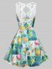 Marine Life Print Lace Dress -  