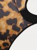 Plus Size & Curve Cut Out Leopard Harness-style Choker Teddy -  