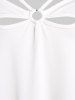 Plus Size & Curve Cutout O Ring Lace Panel 2 in 1 Tank Top -  