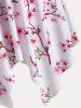 Ensemble de Robe de Bain Courbe Modeste à Imprimé Fleur de Sakura Noué sans Dos de Grande Taille - Rose clair 5X