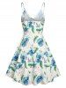 Allover Leaf Flower Print Cami Dress -  