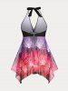 Plus Size & Curve Padded Backless Cross Ombre Tankini Swimsuit -  