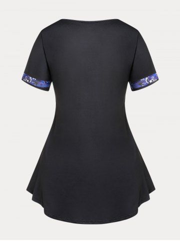 Plus Size & Curve Panda Note Printed Short Sleeves Top