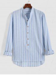 Long Sleeve Striped Casual Pullover Shirt -  