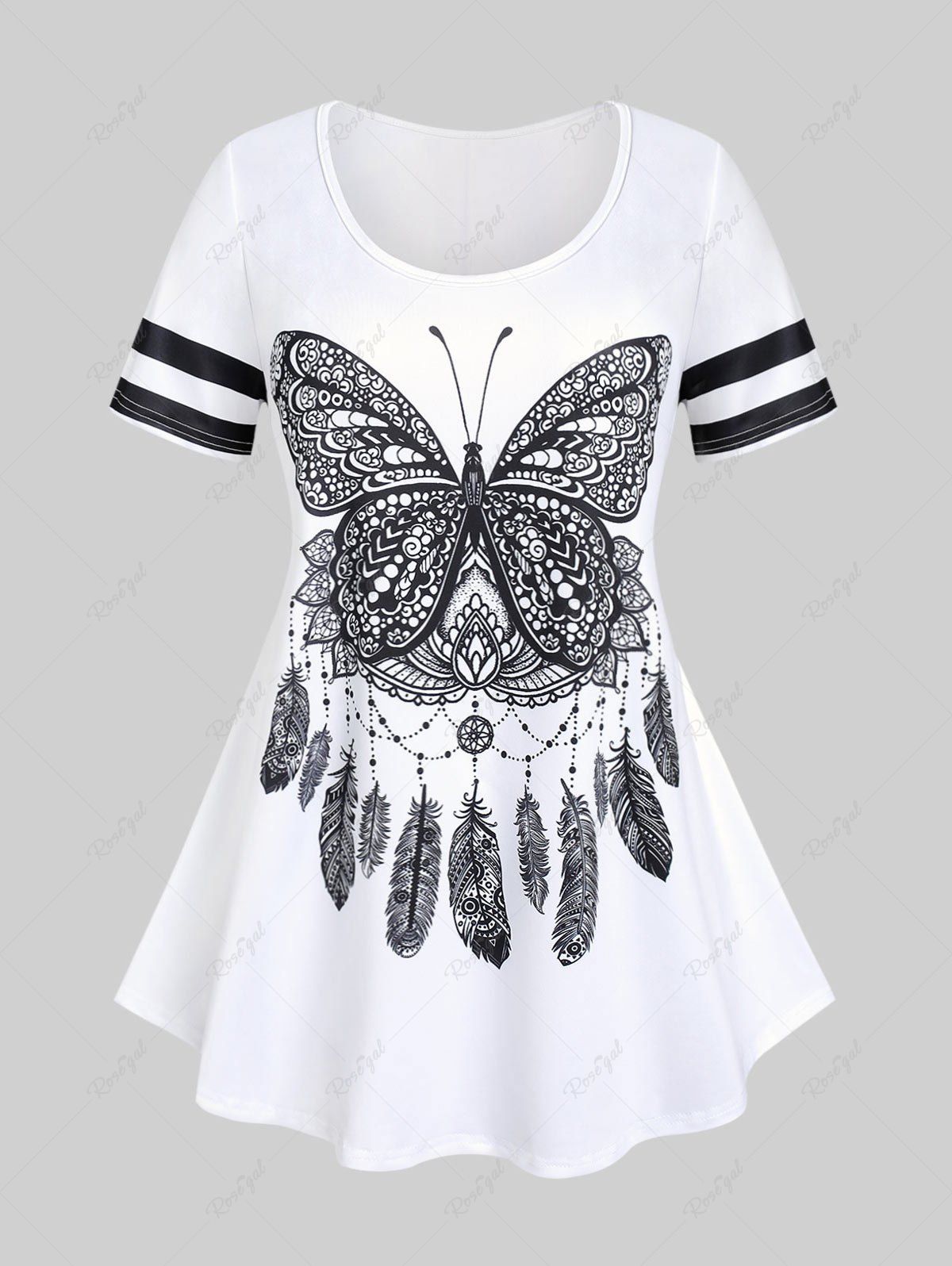 Fashion Plus Size & Curve Butterfly Dreamcatcher Print Tee  