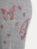 Plus Size & Curve Rhinestone Butterfly Pattern Cutout Capri Leggings -  