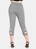 Plus Size & Curve Rhinestone Butterfly Pattern Cutout Capri Leggings -  