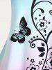 T-shirt Ombre à Imprimé Papillon et Fleur Grande Taille - Rose clair 