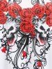 Plus Size & Curve Rose Skull Print Gothic Tee -  