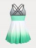 Plus Size & Curve Crisscross Floral Print Ombre Color Modest Tankini Swimsuit -  