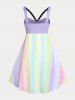 Plus Size & Curve Rainbow Backless Grommet Cutout Midi Dress -  