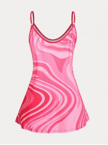 Plus Size & Curve Swirl Print Flowy Tank Top