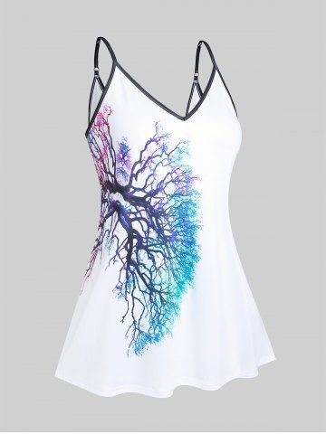 Plus Size & Curve Colorful Tree Graphic Cami Top