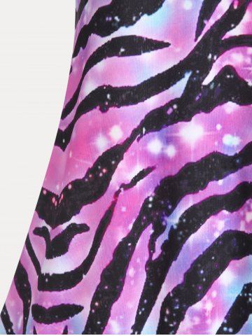 Plus Size & Curve Zabra Stripes Galaxy Print Cami Top