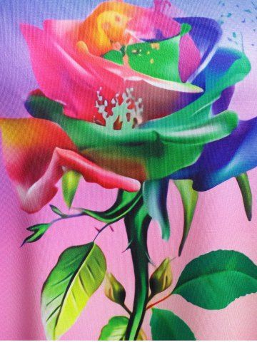 Plus Size&Curve Ombre Color Rose Print Valentines Tee