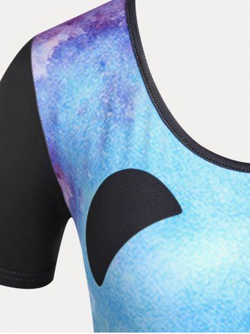 Plus Size & Curve Colorblock Panda Short Sleeves Top