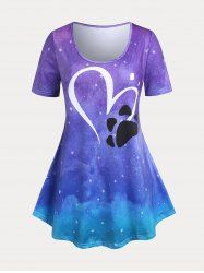 Plus Size & Curve Galaxy Heart Ombre Short Sleeves T Shirt -  