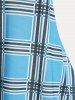Plus Size Plaid Half Zipper Blouse -  