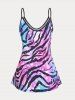 Plus Size & Curve Zabra Stripes Galaxy Print Cami Top -  